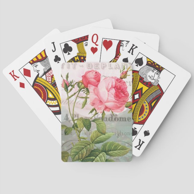 Jeu De Cartes Redoute Antique Rose Accent Français Lecture Carte (dos)