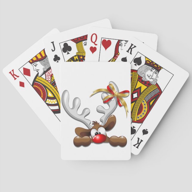 Jeu De Cartes Reindeer Puzzled drôle Caractère de Noël (dos)