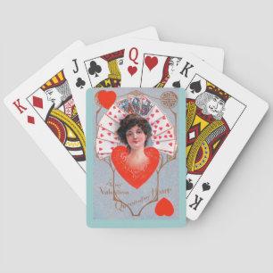 Jeu De Cartes REINE DES COEURS, Saint Valentin Rouge Bleu