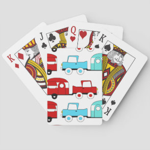 Jeu De Cartes Remorque Camping Rétro Turquoise Red Vintage Cars