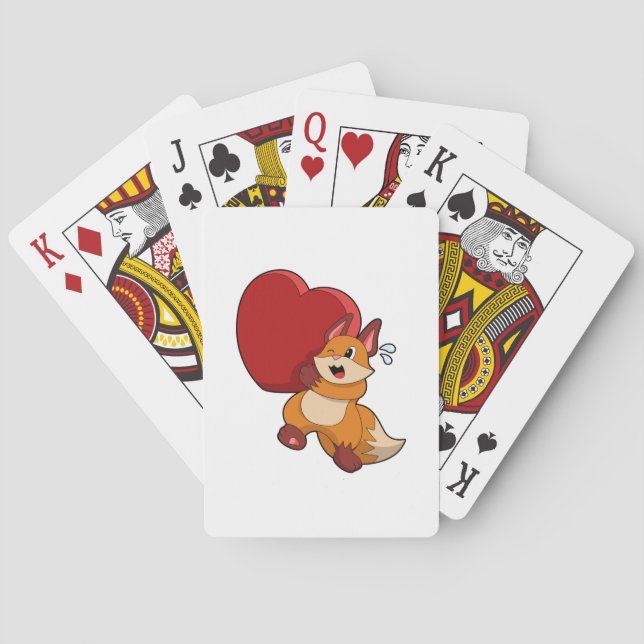 Jeu De Cartes Renard à l'amour avec le coeur (dos)