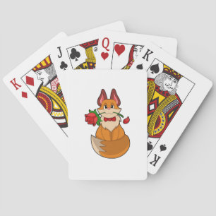 Jeu De Cartes Renard avec fleur Rose