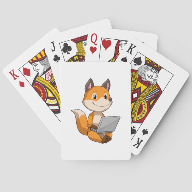 Jeu De Cartes Renard avec ordinateur portable (dos)