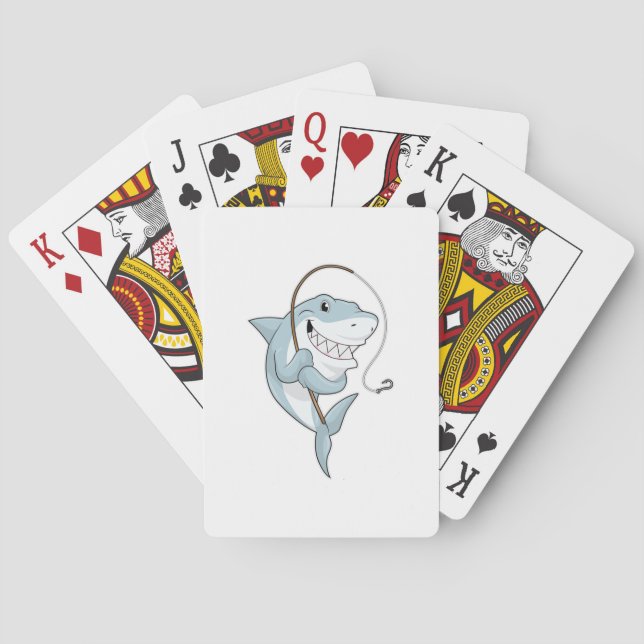 Jeu De Cartes Requin comme pêcheur avec canne à pêche (dos)