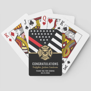 Jeu De Cartes Retraite des pompiers Red Line Flag Félicats
