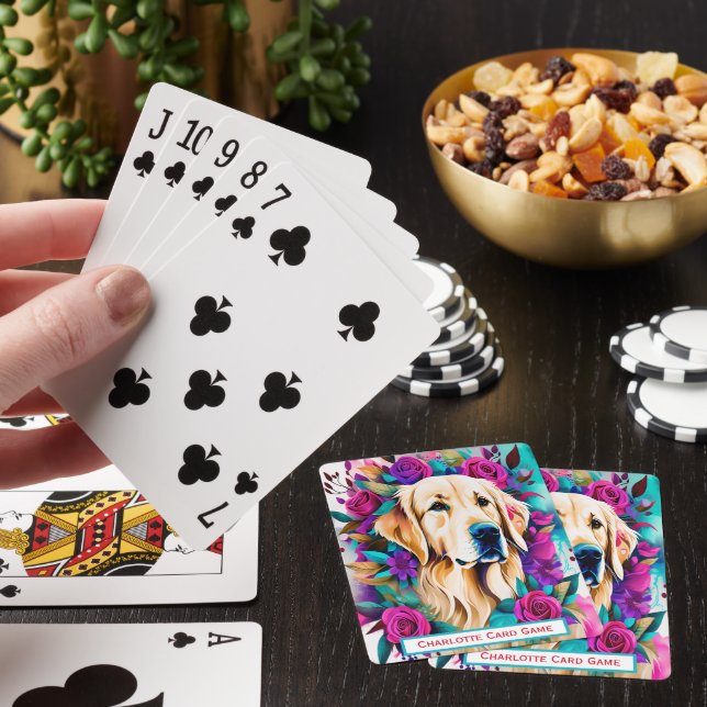 Jeu De Cartes Retriever Floral Monogramme Go Fish Jeu (In Situ)