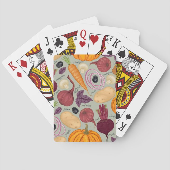 Jeu De Cartes Rétro arrière - plan des légumes frais (dos)