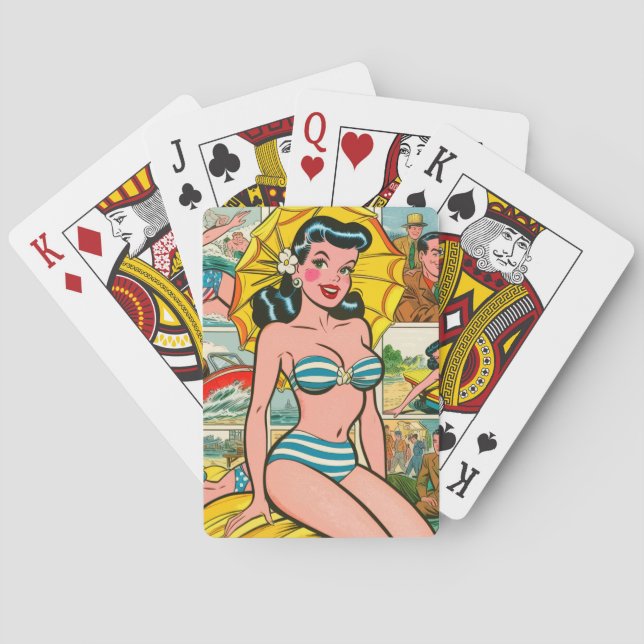 Jeu De Cartes Retro Bikini Girl Summer Comics (dos)