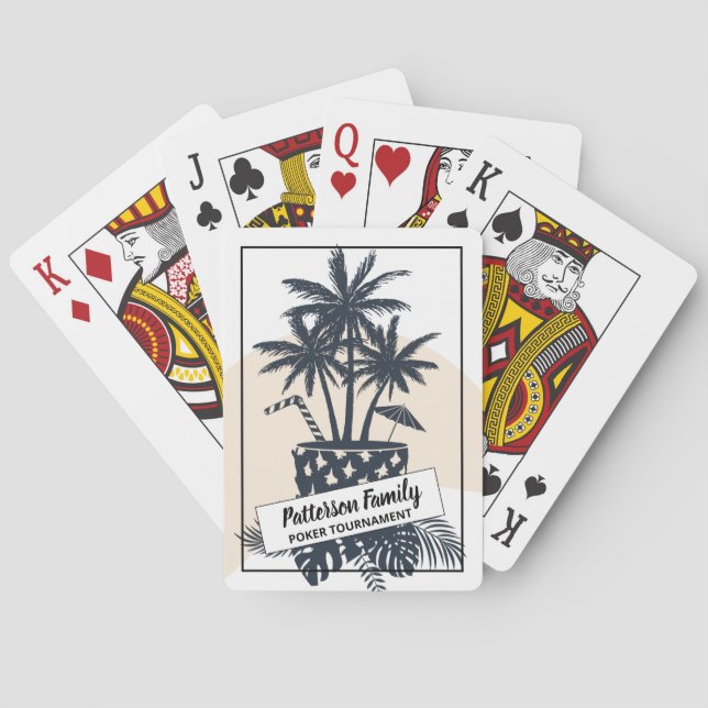 Jeu De Cartes Retro Black and White Tropical Drink Family Poker (dos)