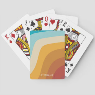 Jeu De Cartes Retro Coloré Vintage Rainbow Waves Personnalisé