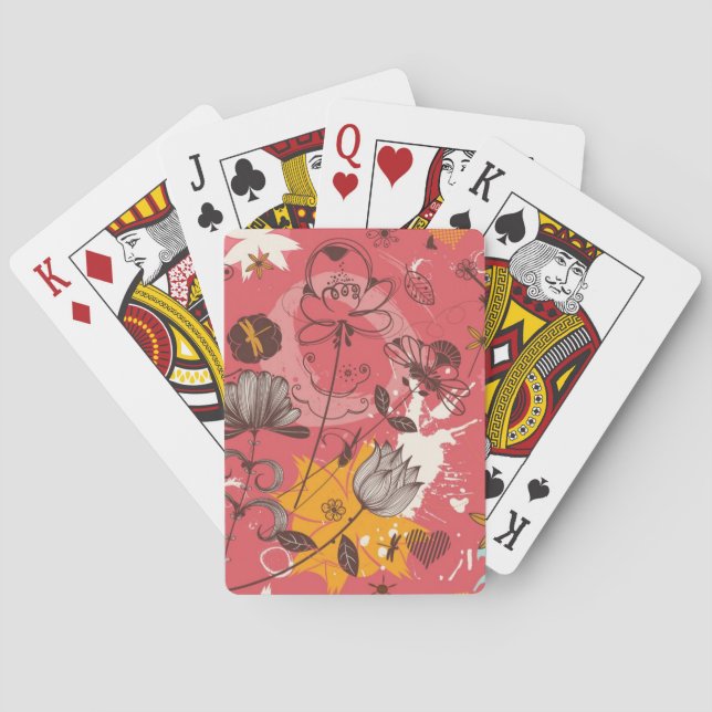 Jeu De Cartes Rétro motif floral 4 (dos)