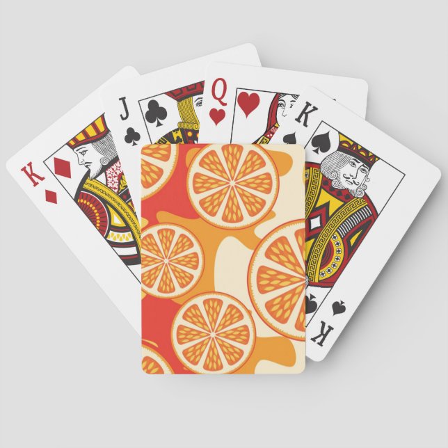 Jeu De Cartes Rétro motif orange d'agrume (dos)