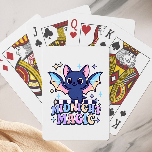 Jeu De Cartes Retro Pastelcore Cute Halloween Bat & Checkerboard (The midnight magic kawaii bat design shines with retro pastel charm.)