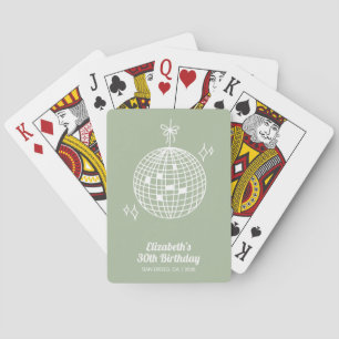 Jeu De Cartes Retro Sage Green Disco Ball Anniversaire Personnal