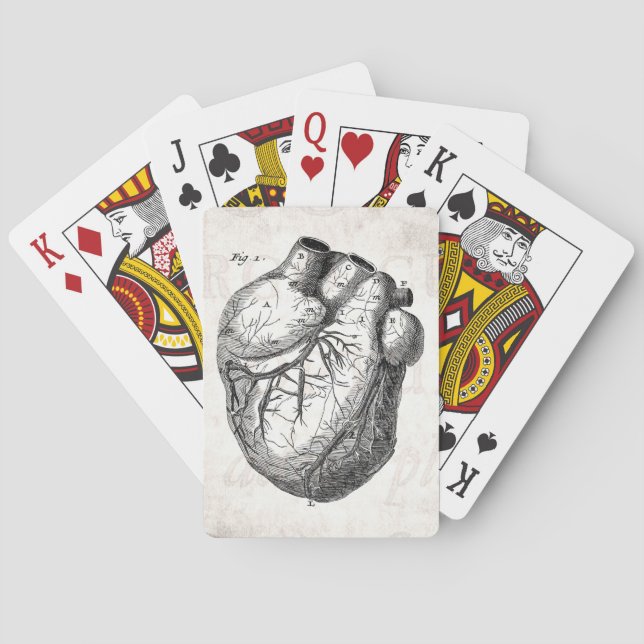 Jeu De Cartes Rétros coeurs cardiaques d'anatomie de coeur (dos)