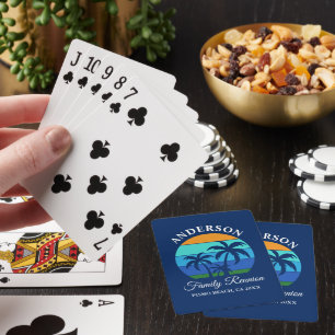 Jeu De Cartes Reunion Famille Summer Beach Palm Trees Bleu