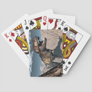 Jeu De Cartes Rex de Tyrannosaurus hurlant dans un canyon
