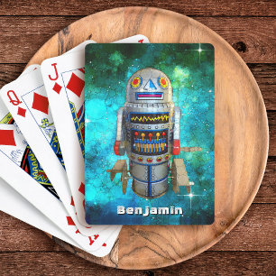 Jeu De Cartes Robot Toy Blue Galaxy Nom personnalisé Vintage Ret