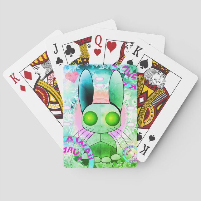 Jeu De Cartes Robot vert bunny kawaii jouer aux cartes (dos)