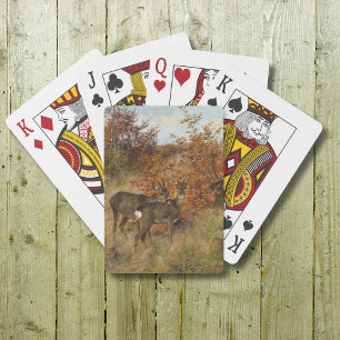 Jeu De Cartes Roe Deer aux feuilles d'automne Faune Vintage