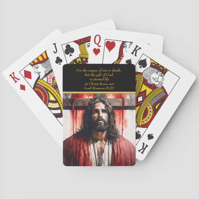 Jeu De Cartes Romains 6:23 Jésus sur la croix (dos)