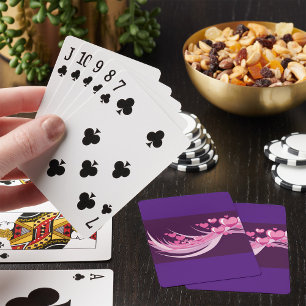 Jeu De Cartes Romantique Abstrait Coeurs Rose Design Sur Violet