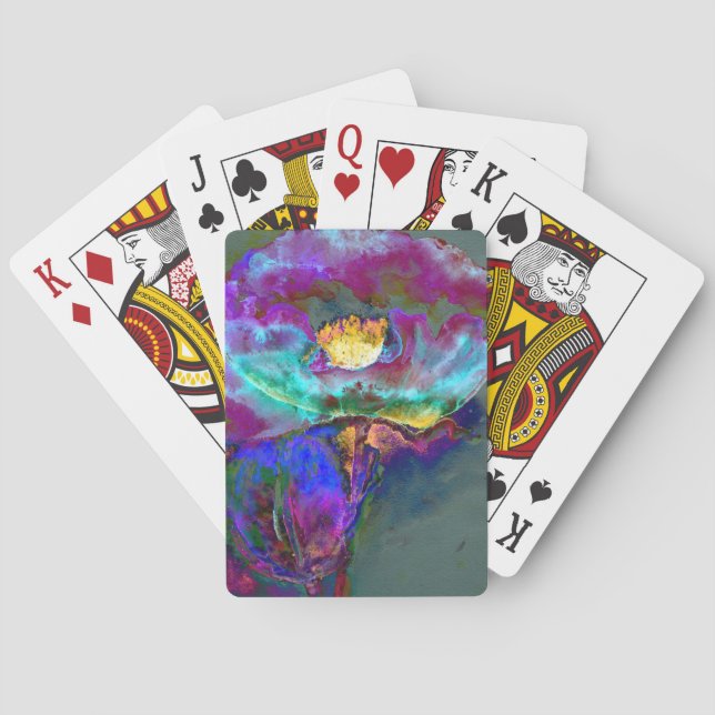 Jeu De Cartes Romantique élégant violet turquoise peinture de fl (dos)