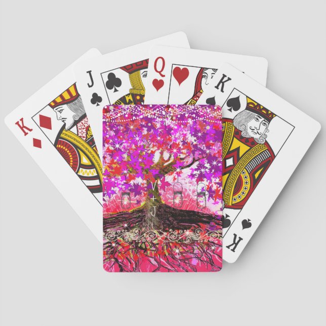 Jeu De Cartes Romantique Pink Heart Leaf Mariage (dos)