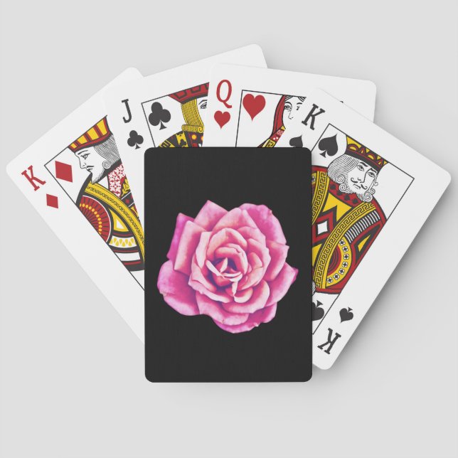 Jeu De Cartes Rose Art sur les cartes de jeu noires (dos)