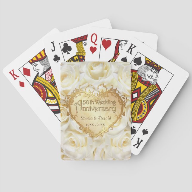 Jeu De Cartes Rose blanche 50e anniversaire de Mariage (dos)