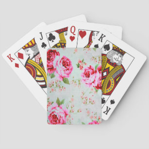 Jeu De Cartes Rose chic vintage de rose de cottage floral