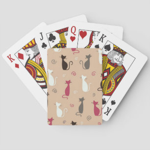 Jeu De Cartes rose de motif de chats
