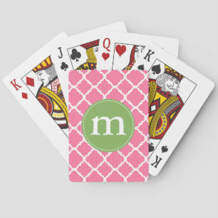 Jeu De Cartes Rose élégant marocain à quatre feuilles personnali