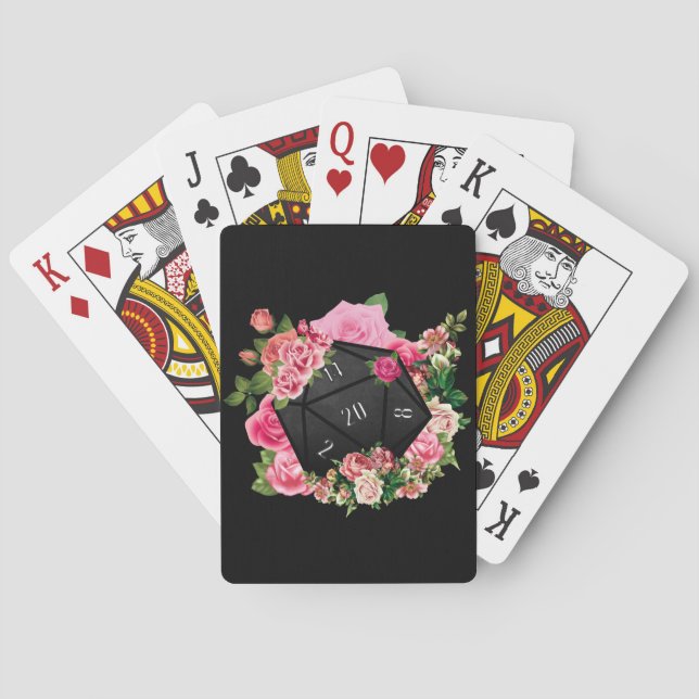 Jeu De Cartes Rose Floral D20 Tabletop Dice RPG (dos)
