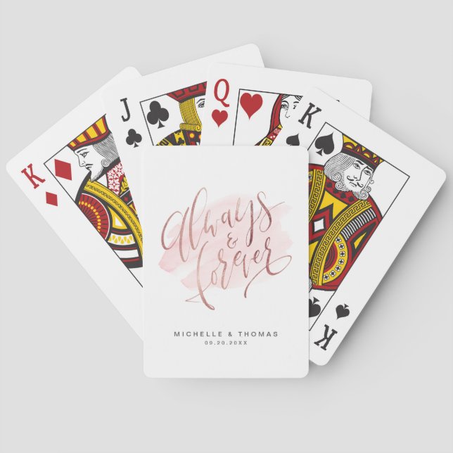 Jeu De Cartes Rose Gold Blush Moderne Toujours Et Éternel Script (dos)
