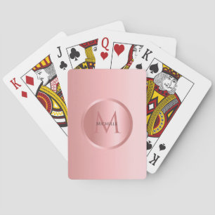 Jeu De Cartes Rose Gold Monogramme Elegant Modèle personnalisé