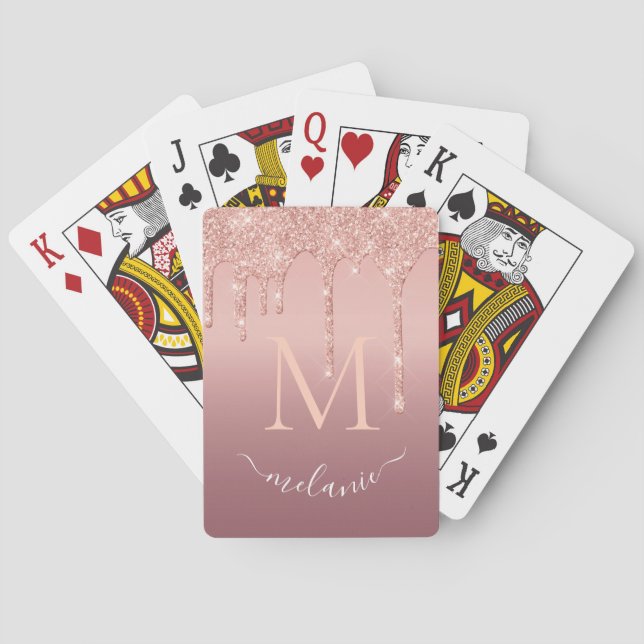 Jeu De Cartes Rose Gold Parties scintillant Lecture Cartes Nom P (dos)