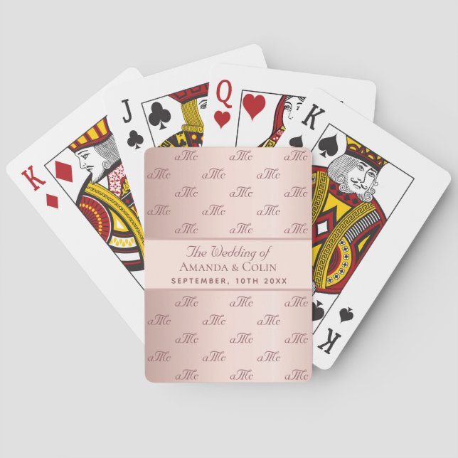 Jeu De Cartes Rose or monogramme paraphes mariage (dos)