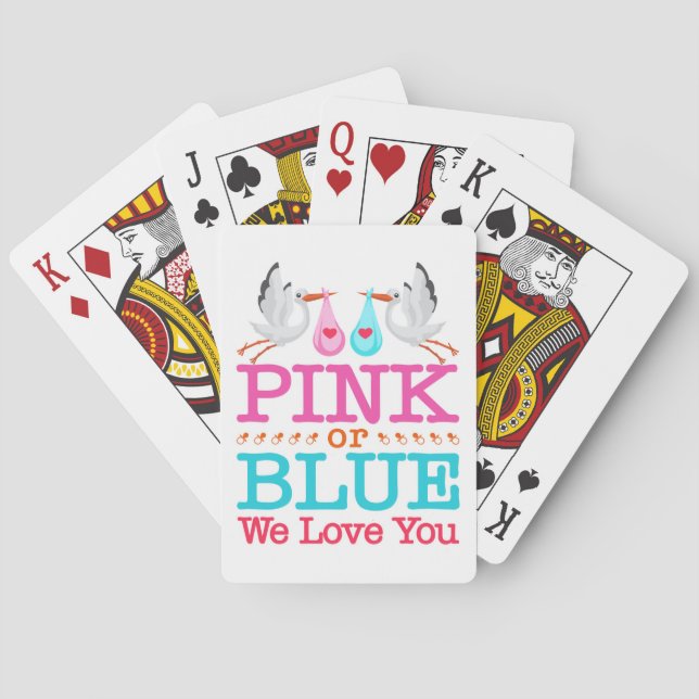 Jeu De Cartes Rose ou Bleu Nous vous aimons Genre Révéler cigogn (dos)