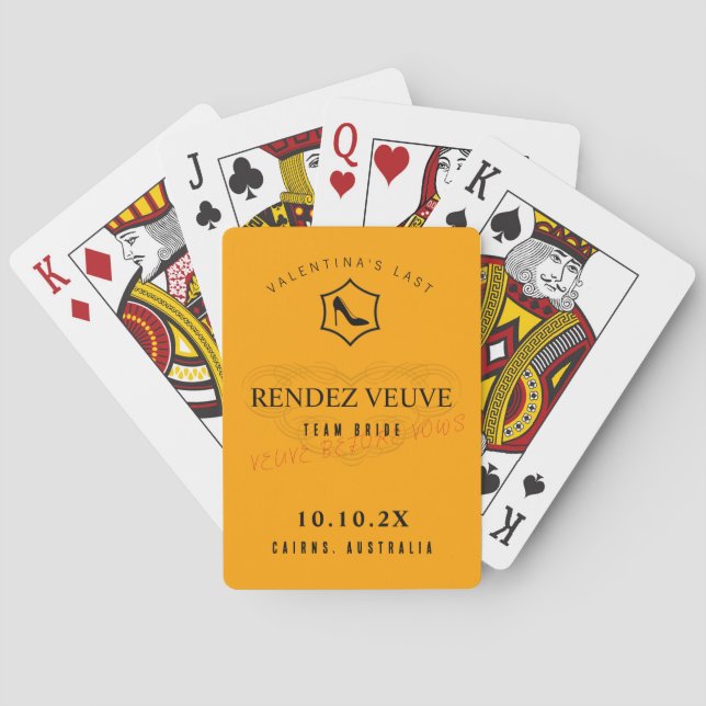 Jeu De Cartes Rose personnalisée inspirée de Veuve  (dos)