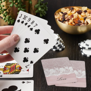 Jeu De Cartes Rose romantique Blush Rose Blanche dentelle Floral