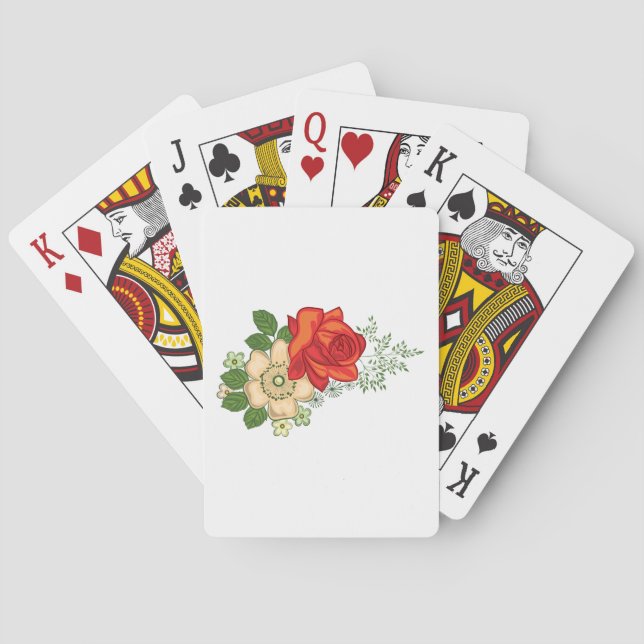 Jeu De Cartes Rose rouge et marguerites (dos)