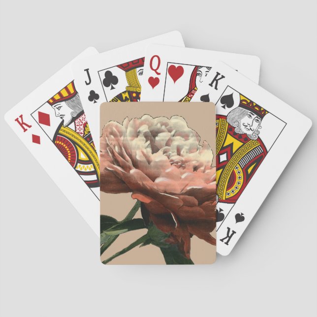 Jeu De Cartes Rose rouge rubis aux accents blancs (dos)