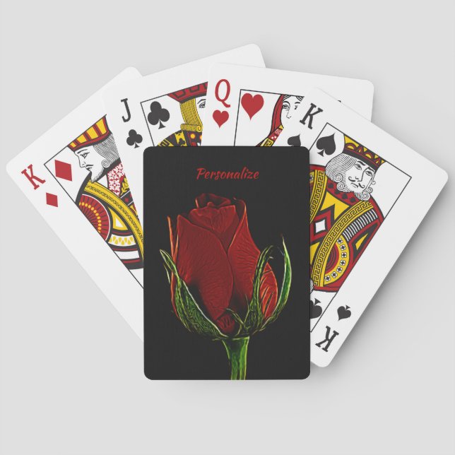 Jeu De Cartes Rose rouge unique élégante et romantique personnal (dos)