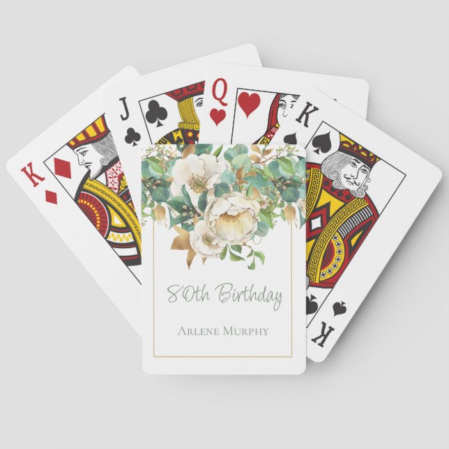 Jeu De Cartes Roses de crème douce 80e anniversaire (dos)