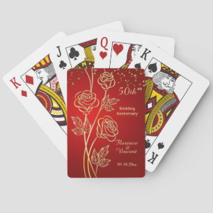 Jeu De Cartes Roses d'or sur l'anniversaire de rouge