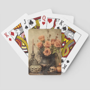 Jeu De Cartes Roses Macabres Vintage Crânes Sépia