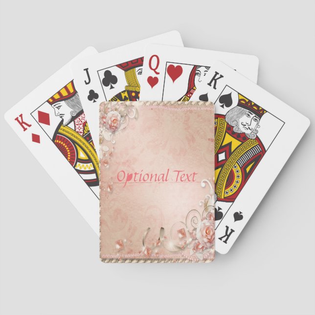 Jeu De Cartes Roses roses, perles et pierres précieuses (dos)