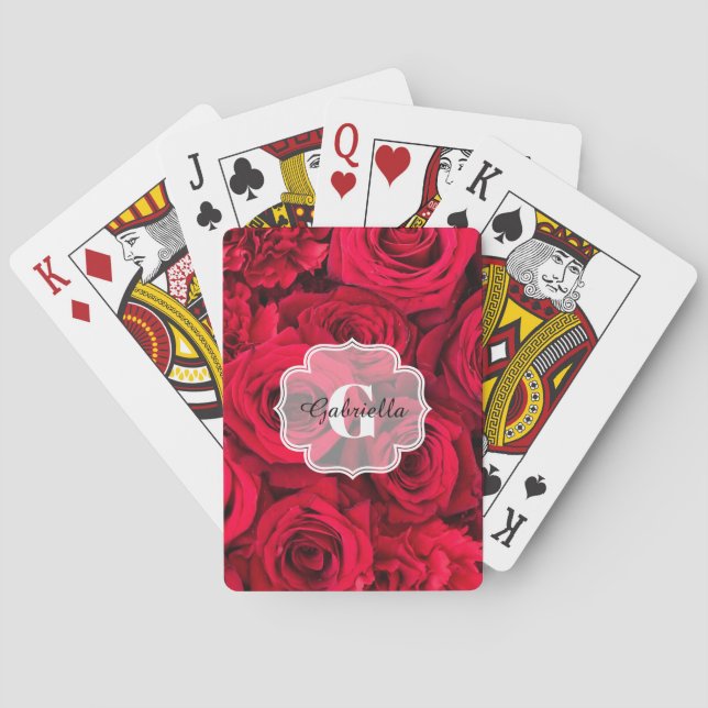 Jeu De Cartes Roses rouges personnalisées (dos)