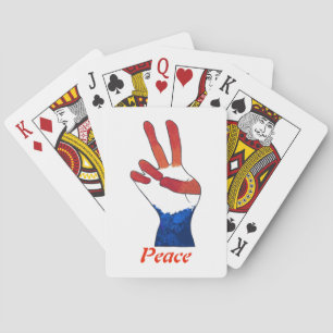 Jeu De Cartes Rouge Blanc Bleu Paix Signal Main Jouer Cartes